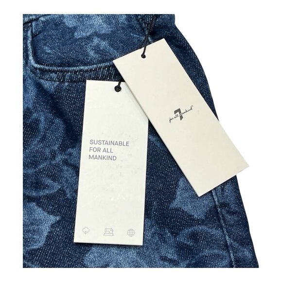 7 For All Mankind Jeans 24 Indigo Fairytale‎ Floral High Rise Skinny Bootcut - Picture 7 of 16